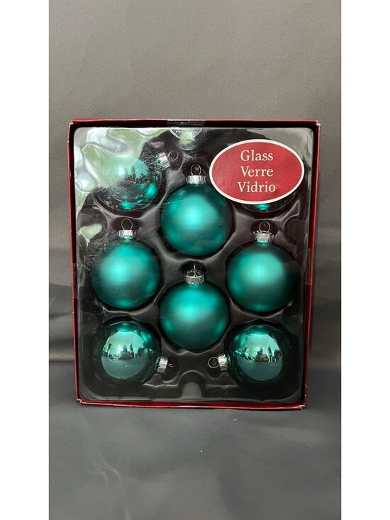 Holiday Living Other - Holiday Living Glass Christmas Ornaments 8-Count Teal Matte & Shiny Finish